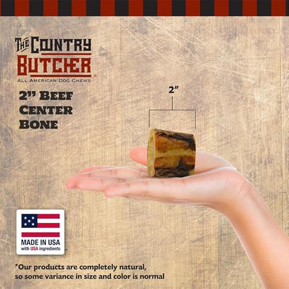 2" Beef Marrow Dog Bones for Aggressive Chewers, Small Breed Dog Treat, Natural, Tough, Chew Toy, Made in The USA, 6 Count