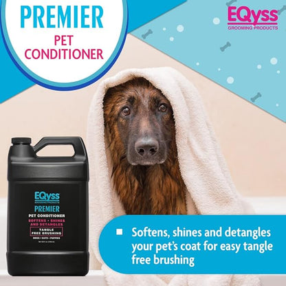 EQyss Premier Pet Conditioner - Moisturizes, Softens, & Conditions Dry Coat & Hair, Detangles & Adds Shine - for all Dogs, Cats, Puppies (128 oz)
