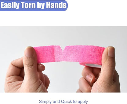 9 Pack 1" x 5 Yards Self Adhesive Bandage Wrap Self Stick Wrap for Ankle, Wrist, Finger, Sports, Breathable Cohesive Vet Tape for Pets (Pink)