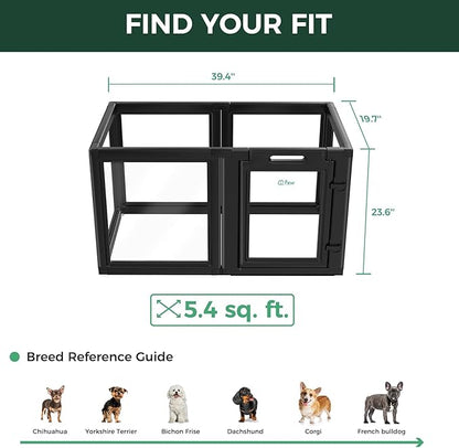 FXW AuraSpace Acrylic Indoor Unleashed Dog Playpen for Puppies and Small Dogs, 24 Inch, 6 Panels, Black