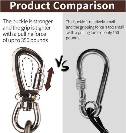 Dog tie Out Cable, 10/20/25/30/50/70/100 feet, Suitable for Dogs up to 350 pounds, Dog Cable with Swivel Buckle, Lightweight, Non-Winding, for Outdoor Camping, Yard Dog Cable (Black, 30FT)