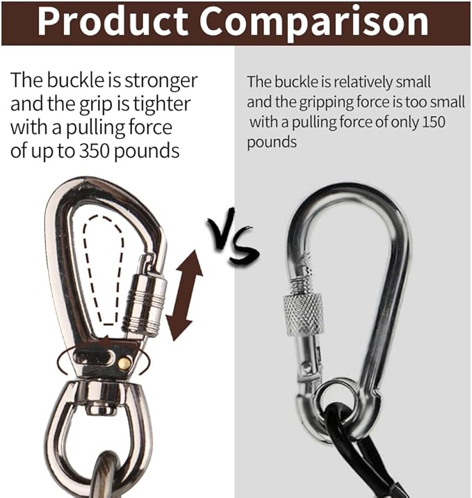 Dog tie Out Cable, 10/20/25/30/50/70/100 feet, Suitable for Dogs up to 350 pounds, Dog Cable with Swivel Buckle, Lightweight, Non-Winding, for Outdoor Camping, Yard Dog Cable (Black, 70FT)