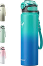Enerbone 32 oz Insulated Water Bottle, Stainless Steel Bottle with Carrying Strap, Double-Wall Vacuum Insulation Design, Leakproof Sports Bottle with Straw, Keep Drinks Cold or Hot for Hours