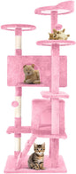 54.7 inches Cat Tower for Indoor Cats, Multi-Level Cat Condos with Scratching Posts, Hanging Toys, Pink