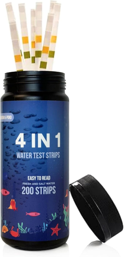 200 Aquarium Water Test Strips - For Fish Tank or Pond - Best Budget Aquarium Water Test On Amazon! - High Accuracy - Tests for Nitrate, Nitrite, PH, and Water Hardness - Veteran Owned Company!
