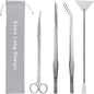 Aquarium Aquascape Tools Kit, Long 15 Inch Stainless Steel Aquatic Plants Tools, 4 in 1 Anti-Rust Aquascaping Tweezers Scissors Spatula Scrapers Tool Set for Fish Tank Cleaning Plant Trimming Shears