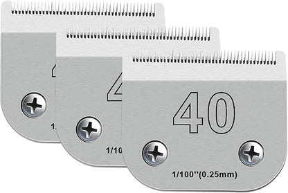 40 Blades for Dog Grooming Blades Compatible with Andis,Oster A5,Wahl km10 Dog Clippers,Size-#40, 1/100-Inch Cut Length (0.25mm) (3pcs #40)