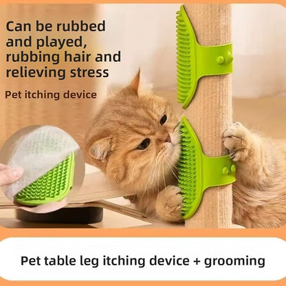 4PCS cat self groomer,cat brushes for indoor cats,Adjustable silicone self-cleaning massage tool for scratching, bathing, massaging, cleaning hair for cats and dogs