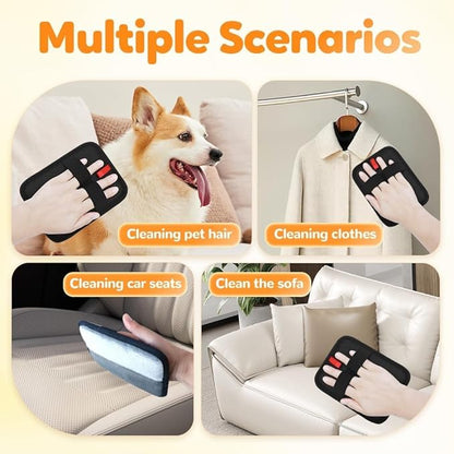 2 Upgraded Thickened Electrostatic Pet Hair Removal Gloves Brush,2025 New Reusable Cat Dog Hair Remover Grooming Gloves,Double Sided Washable Static Animal Fur Removal Tool for Couch,Carpet, Clothes