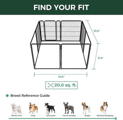FXW Homeplus Unleashed Indoor Dog Playpen - Stress-Free and Safe Play, Heavy Duty 32 Inch 4 Acrylic Panels + 4 Wire Panels Dog Pen for Small and Medium Dogs, Black│Patented