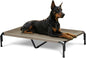 Elevated Dog Bed for Outdoor, XXXL Raised Dogs Cot with Washable Mesh, Cooling Pet Beds Chew Proof Dog Hammock, Metal Frame Lifted Platform for Training Outside Camping, 59 inch Brown