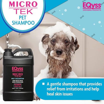 EQyss Micro-Tek Pet Shampoo - Soothes Dry Irritated Skin on Contact, Stops Itching, Scratching, Biting, Licking Hot Spots - for Cats & Dogs (128 oz)