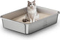 Extra Large Stainless Steel Cat Litter Box, 27.5" L×19.6" W×5.9" H, XXL Metal Kitty Litter Pan with High Sides, Odor-Free, Non-Stick, Easy to Clean, Ideal for Big Cats & Multi-Cat