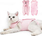 DOTON Cat Recovery Suit for Male and Female Surgical Post Surgery Soft Cone Onesie Shirt Clothes Neuter Licking Protective Diapers Outfit Cover Kitten Spay Collar(L, Pink)