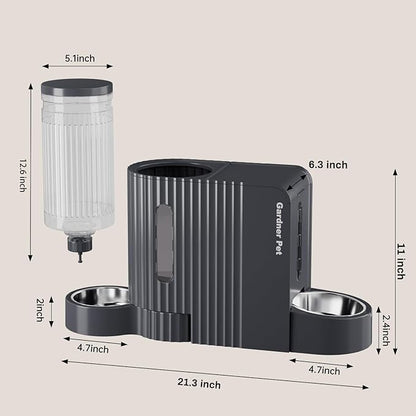 Gardner Pet Automatic Gravity Cat Food Feeder and Water Dispenser Stainless Steel Two-in-One Set Large Capacity Dispenser for Pets Dogs, Puppies, Kittens, Rabbits