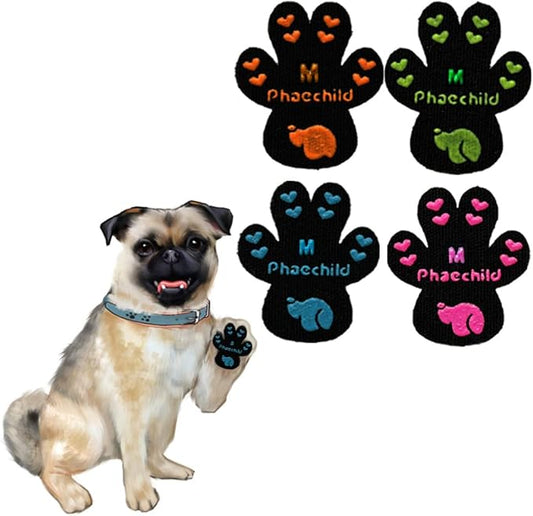 Dog Paw Pads Anti-Slip Grips,Dog Paw Protectors for Senior Dogs on Hot Pavement,Provides Traction to Keep Them from Slipping on Smooth Floors 20 sets-80 Pads Multicolor M