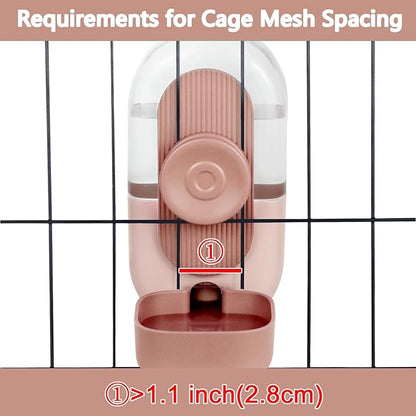 28oz Hanging Automatic Water Dispenser，Rabbit Water Bottle,Bunny Guinea Pig Ferret Water Bowl for Cage,Suitable for Small Animal Puppies(Cage Grid Spacing Over 1.2'')