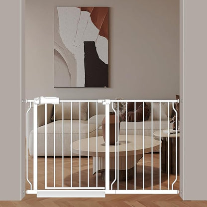 Extra Wide Baby Gates 48-53 Inch Child Dog Pet Gate Indoor Adjustable Safety Child Gates for House Doorway Stairs Banister Walk Through Doggie White