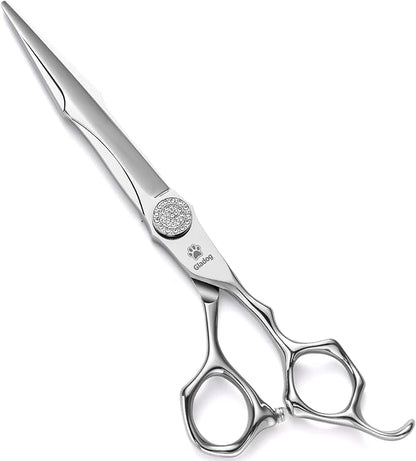 GLADOG 7" Premium 9CR Dog Grooming Scissors with Full Diamond Pivot Nut - Professional Straight Dog Scissors for Grooming, Ideal Dog Shears for Precise Trimming, Pet Grooming Scissors, Grooming Shear