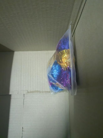 20 Pack 2 Inches Sparkle Balls for Cats, Large Size, Glitter Pom Poms Fuzzy Balls for Cats, Kitten Indoor Assorted Color Random