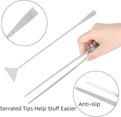 Aquarium Aquascaping Tool Stainless Steel Aquascape Tools Kit 4 in 1 Anti-Rust Fish Tank Starter Kit with Tweezers Scissors Spatula for Aquarium Plants (Silver)
