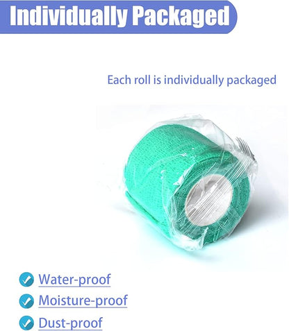 9 Pack 2" x 5 Yards Self Adhesive Bandage Wrap Self Stick Wrap for Ankle, Wrist, Finger, Sports, Breathable Cohesive Vet Tape for Pets (Middle Green)