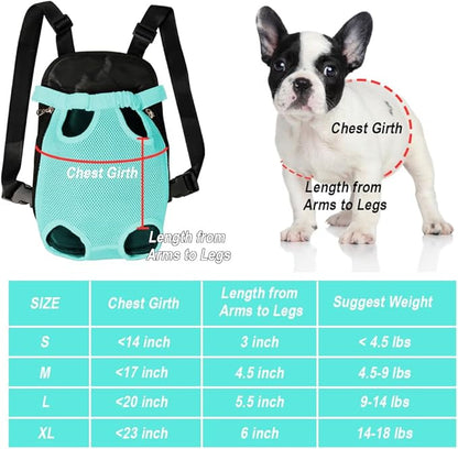 FEimaX Dog Carrier Backpack Pet Legs Out Front Cat Travel Bag, Adjustable Puppy Backpacks Carriers Hands-Free for Small Medium Dogs Cats Hiking Traveling Camping Daily Walking
