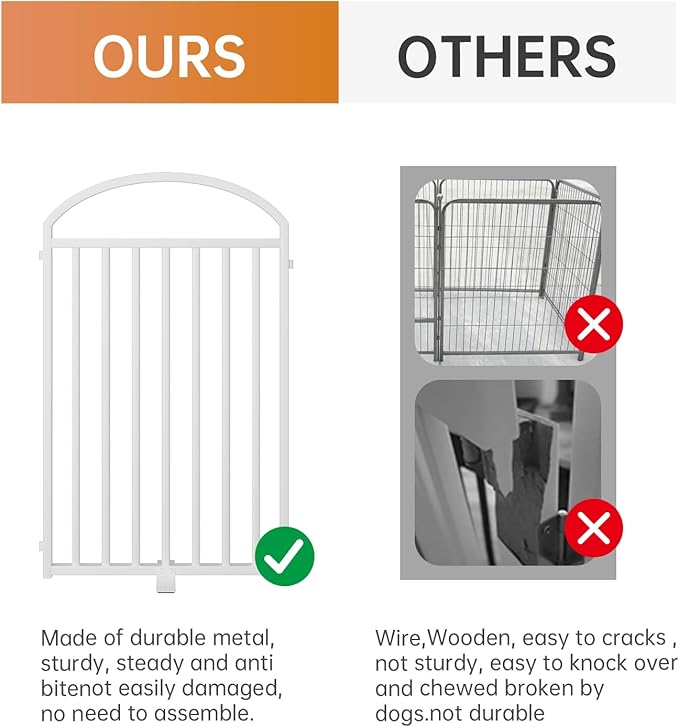 3 Panles Full Matel Freestanding Dog Gates with Door, 72"Extra Wide 32"Tall Free Standing Dog Pet Gate for Indoor & Outdoor. Foldable Pet Fences for Doorways, House, Stairs, Porch, Deck, Yard