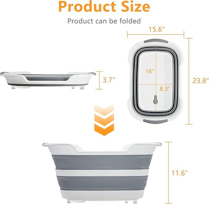 7.1 Gal/27L Multipurpose Collapsible Pet Bathtub Upgraded with Drainage Hole and Pet Hair Collector for Bathing/Shower, Portable Laundry Basket-Foldable Bathing Tub-Storage Organizer.