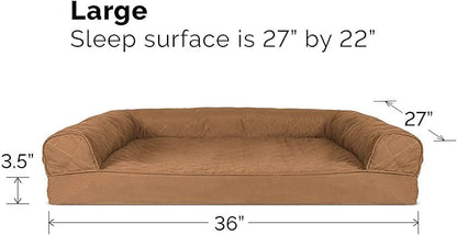 Furhaven Orthopedic Dog Bed for Large/Medium Dogs w/ Removable Bolsters & Washable Cover, For Dogs Up to 55 lbs - Quilted Sofa - Toasted Brown, Large