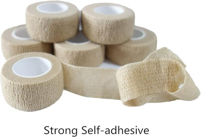 6 Pack 1" x 5 Yards Self Adhesive Bandage Wrap Breathable Cohesive Vet Wrap for Pets, Elastic Self-Adherent Tape for Sports, Wrist, Ankle (Skin Color)