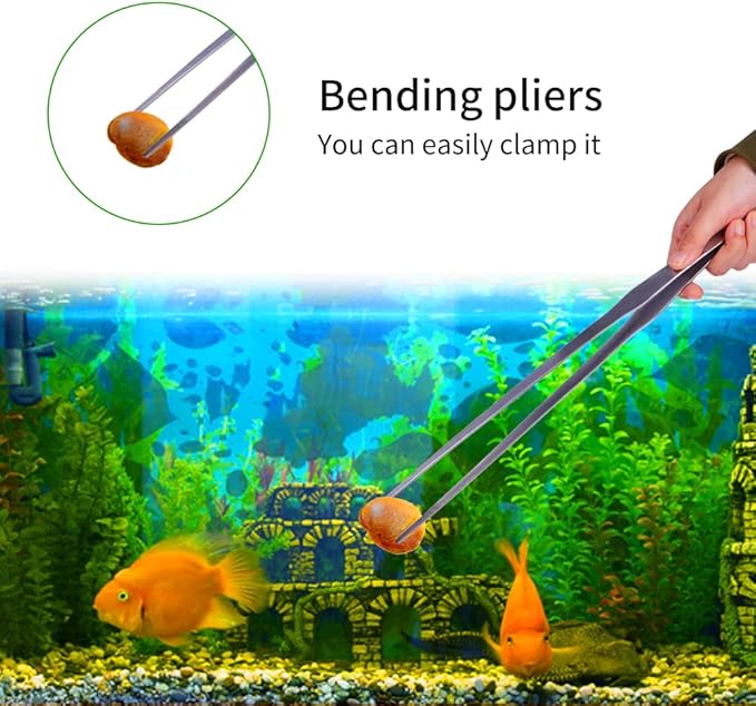 Extra Long Handle Aquarium Tweezers Serving Tongs Feed clamp,2 Pack Stainless Steel Straight and Curved Tweezers Set for Fish Tank Plants Reptile Feeding Tongs（15 Inchs）