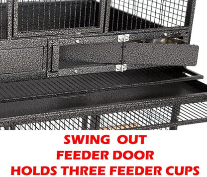 Extra Large Single Stacker Strong Heavy Duty Wrought Iron Breeder Parrot Aviary Bird Breeding Breeder Cage with Side Nest Breeding Doors On Wheels