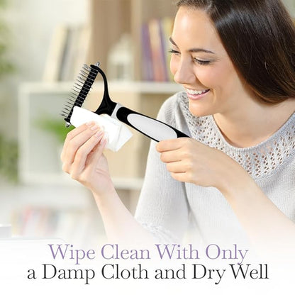 Fuller Brush Dual-Head Dematting Pet Comb - Stainless Steel Teeth with Slightly Sharp Edges - 7 Narrow-Gap & 9 Wider-Gap on Other Side - Use to Remove Stubborn Fur & For Grooming Dogs & Cats