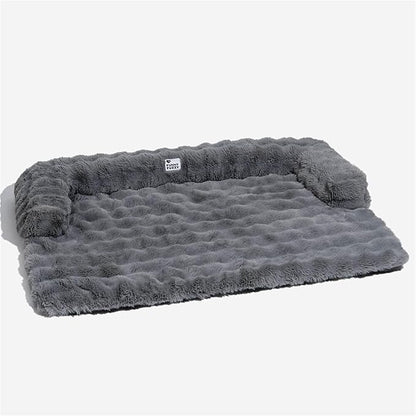 FUNNY FUZZY Pet Fluffy Fuzzy Couch Cover, Calming Washable Dog Bed Sofa Protector Pets Mat for Small Dogs and Cats (Grey,27.56 × 24.02 × 5.51 in)