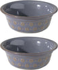 6.3inch Ceramic Set of 2 Dog Bowls, Food and Water Bowls for Small and Medium Dog, 2pcs Basic Dog Bowl, Wide Opening Rounded Edge (2 Bowls, Reactived Glaze -Grey)