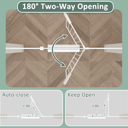 57.5"-62" Extra Wide Auto Closing Baby Safety Gate for Stairs & Doorways, Pressure Mounted No Drill Pet Gate with Walk-Through Door - Heavy Duty Childproof Gate for Toddlers, Kids, Dogs (White)