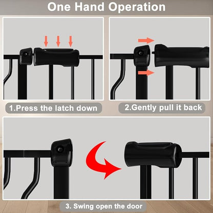 Fairy Baby Extra Wide Baby Gate 71.6-76.3 Inch Wide, Walk Through Pressure Mounted No Drill, Long and Large Tension Gate for Pet and Kids, Black