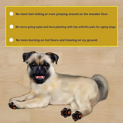 Dog Paw Pads Anti-Slip Grips,Dog Paw Protectors for Senior Dogs on Hot Pavement,Provides Traction to Keep Them from Slipping on Smooth Floors 12 sets-48 Pads Black XL