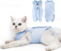 DOTON Cat Recovery Suit for Male and Female Surgical Post Surgery Soft Cone Onesie Shirt Clothes Neuter Licking Protective Diapers Outfit Cover Kitten Spay Collar(S, Blue)