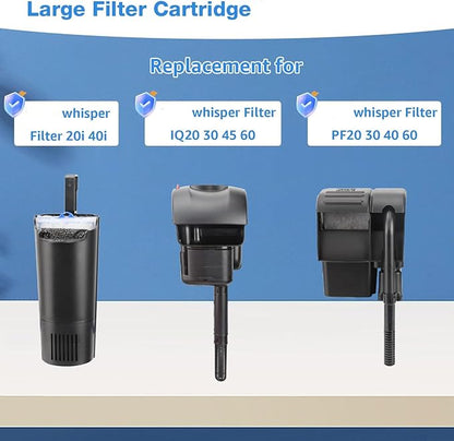 16 Count Assembled Large Filter Cartridges Compatible with Tetra Whisper Bio-Bag Filters 20i 40i IQ20/30/45/60 PF20/30/40/60, Large Replacement Filter Cartridges for Whisper Filters & Aquariums