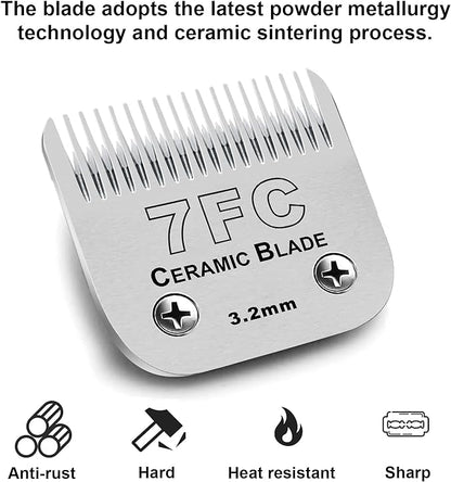 3PCS 7FC Blades for Dog Grooming Blades Compatible with Andis,Oster A5,Wahl km10 Dog Clippers,Size-7FC, 1/8-Inch (3.2mm) Cut Length (3pcs #7FC (3.2mm))