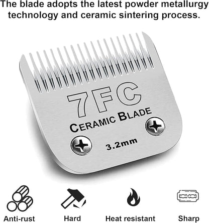 4PACK Dog Grooming Clipper Replacement Blades Compatible with Andis Pet Clipper/Oster A5/Wahl KM Series Dog Clipper,Ceramic Blade & Stainless Steel Blade (#3FC+4FC+5FC+7FC)