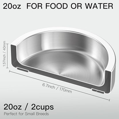 20oz Stainless Steel Cat Food & Water Bowl - Double Walled 304 Stainless Steel Non-Slip Cat Dish | BPA-Free & Dishwasher Safe for Indoor Cats