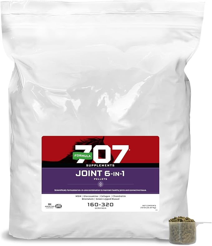 Formula 707 Joint 6in1 Equine Supplement, 20lb Refill Bag – MSM, Glucosamine, Chondroitin, Collagen, Bromelain & Green-Lipped Mussel for Horses