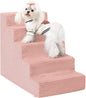 Dog Stairs for Small Dogs,22" H,5-Step Dog Steps for Bed and Couch with High Density Foam,Non-Slip Pet Steps for Doggy and Cat,Pet Stairs with a Washable Cover,Pink