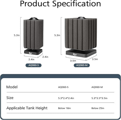 AQQA Sponge Filter for Aquarium Upgraded Whisper Betta Fish Filter Submersible Fish Tank Filter Corner Sponge Foam Filter for Breeding Fry Betta Shrimp Fish Tank (Medium for 30-120 Gallon)