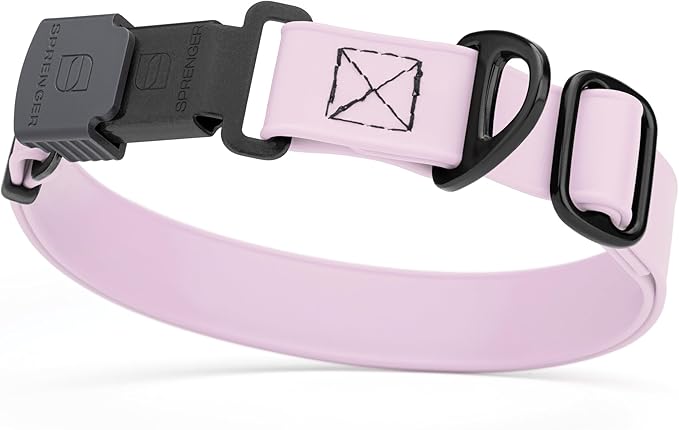 Dogline Biothane Waterproof Dog Collar with Herm Sprenger Stainless Steel Quick Release Buckle – Heavy Duty Tactical Durable Collar for Dogs – Comfortable and Safe Pet Collar, W 3/4" L 12-19", Pastel