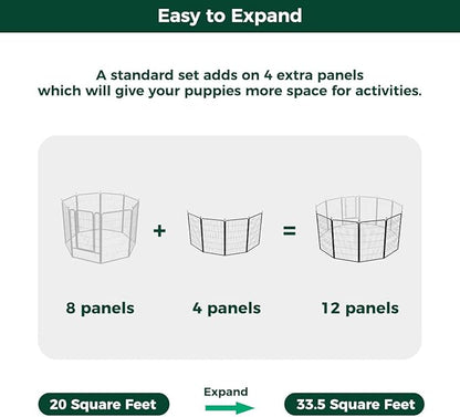 FXW Rollick Unleashed Dog Playpen for Indoor, Yard, RV Camping, 45 inch 4 Panels for Large Dogs, Black│Patented