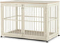 48" Rustic Heavy Duty Dog Crate Furniture for Extra Large Dogs, Decorative Pet House End Table, Wooden Cage Kennel Furniture Indoor, Double-Doors Sturdy Dog Cage